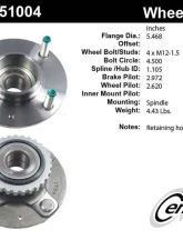 Centric C-Tek Standard Hub and Bearing Assembly; With ABS Tone Ring 406.51004E                                     - 406.51004E - Image 5