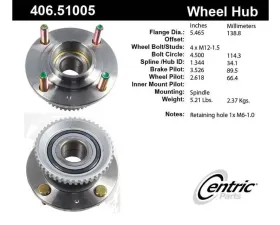 Centric C-Tek Standard Hub and Bearing Assembly; With ABS Tone Ring 406.51005E