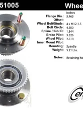 Centric C-Tek Standard Hub and Bearing Assembly; With ABS Tone Ring 406.51005E                                     - 406.51005E - Image 5