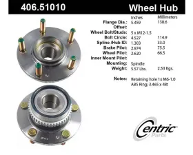 Centric C-Tek Standard Hub and Bearing Assembly; With ABS Tone Ring 406.51010E