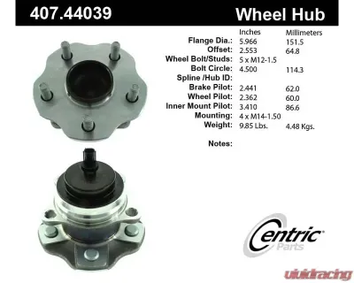 Centric Premium Hub and Bearing Assembly; With Integral ABS 407.44039 - 407.44039