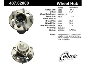 Centric C-Tek Standard Hub and Bearing Assembly; With Integral ABS 407.62000E