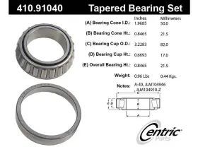 Centric C-Tek Standard Wheel Bearing and Race Set 410.91040E