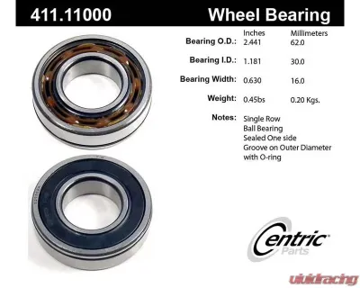 Centric C-Tek Standard Axle Shaft Bearing Assembly Single Row 411.11000E - 411.11000E