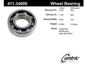 Centric Premium Axle Shaft Bearing Assembly Single Row 411.34000