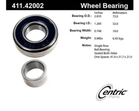 Centric Premium Axle Shaft Bearing Assembly Single Row 411.42002
