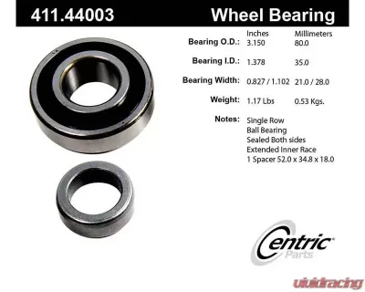 Centric Premium Axle Shaft Bearing Assembly Single Row 411.44003 - 411.44003