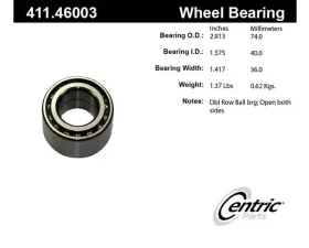 Centric Premium Axle Shaft Bearing Assembly Single Row 411.46003