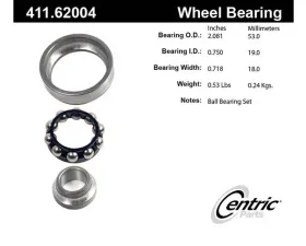 Centric Premium Axle Shaft Bearing Assembly Single Row 411.62004