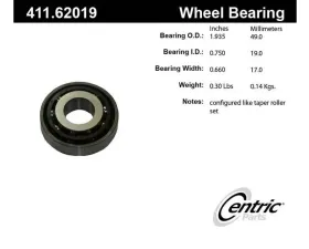 Centric Premium Axle Shaft Bearing Assembly Single Row 411.62019