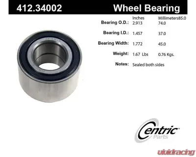 Centric C-Tek Standard Double Row Wheel Bearing 412.34002E - 412.34002E