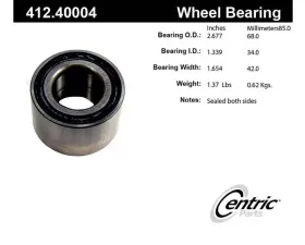 Centric Premium Double Row Wheel Bearing 412.40004