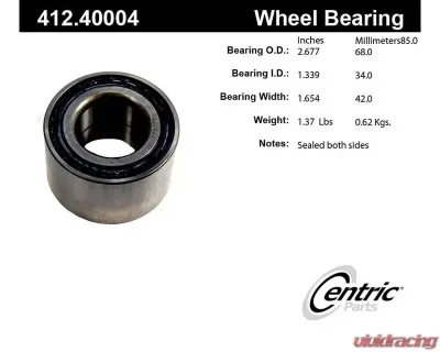 Centric Premium Double Row Wheel Bearing 412.40004 - 412.40004