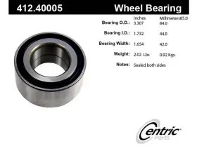 Centric Premium Double Row Wheel Bearing 412.40005