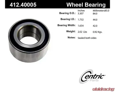 Centric Premium Double Row Wheel Bearing 412.40005 - 412.40005