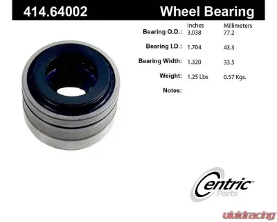 Centric C-Tek Standard Axle Shaft Repair Bearing 414.64002E - 414.64002E