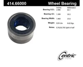 Centric Premium Axle Shaft Repair Bearing 414.66000