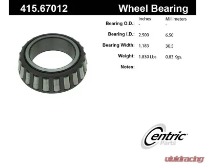 Centric Premium Bearing Cone 415.67012 - 415.67012
