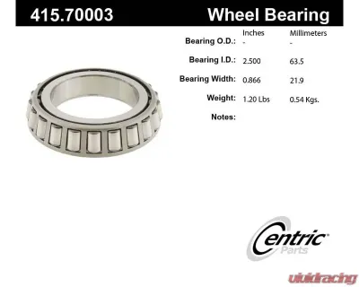 Centric Premium Bearing Cone 415.70003 - 415.70003