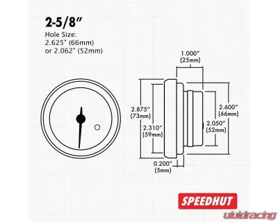 SpeedHut Water Temp Gauge 2-5/8" 120-260F w/ Warning JDM Datsun Z Series - GR2-197-DATZ