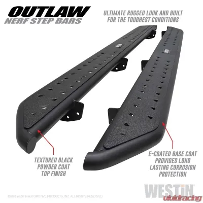 Westin Automotive Outlaw Nerf Step Bars for Jeep Gladiator 2020-2022, Textured Black Steel - 58-54165