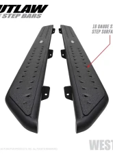 Westin Automotive Outlaw Nerf Step Bars for Jeep Gladiator 2020-2022, Textured Black Steel                                     - 58-54165 - Image 3