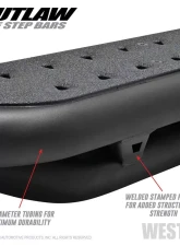 Westin Automotive Outlaw Nerf Step Bars for Jeep Gladiator 2020-2022, Textured Black Steel                                     - 58-54165 - Image 4