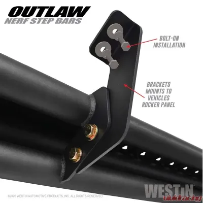 Westin Automotive Outlaw Nerf Step Bars for Jeep Gladiator 2020-2022, Textured Black Steel - 58-54165