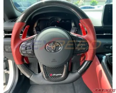 Rexpeed Dry Carbon Steering Wheels Shift Paddles Full Replacement-Black Toyota Supra A90 2020-2024 - TS39
