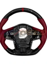 Rexpeed Carbon Fiber Red Leather Steering Wheel-Matte Toyota Supra A90 2020-2024                                     - TS47RM - Image 2
