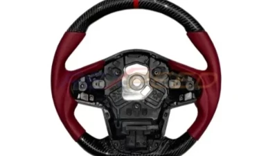 Rexpeed Carbon Fiber Red Leather Steering Wheel-Matte Toyota Supra A90 2020-2024                                     - TS47RM - Image 2