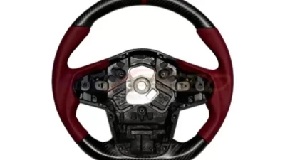 Rexpeed Carbon Fiber Red Leather Steering Wheel-Matte Toyota Supra A90 2020-2024                                     - TS47RM - Image 2