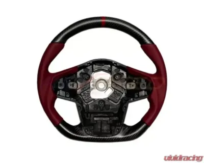 Rexpeed Carbon Fiber Red Leather Steering Wheel-Matte Toyota Supra A90 2020-2024 - TS47RM