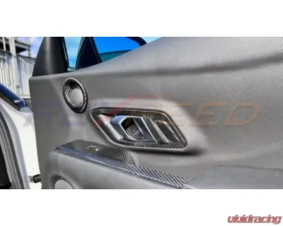 Rexpeed Dry Carbon Door Audio Speaker Covers - Matte (2pcs) Toyota Supra A90 2020-2024 - TS65M