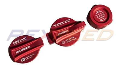 Rexpeed 3 Piece Set Aluminum Coolant | Window Washer & Brake Fluid Cap Cover Subaru WRX 2022-2024                                     - G151 - Image 5