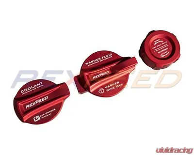 Rexpeed 3 Piece Set Aluminum Coolant | Window Washer & Brake Fluid Cap Cover Subaru WRX 2022-2024 - G151