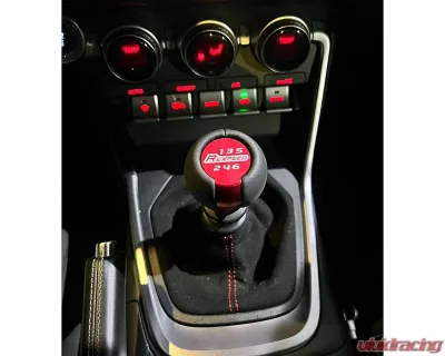 Rexpeed Black Leather Aluminum Red Shift Knob Toyota GR-86 | Subaru BRZ 2022+ - FR183R