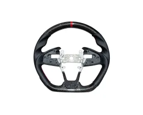 Rexpeed Carbon Fiber Gloss Black Leather Steering Wheel Honda Civic 10th US Spec