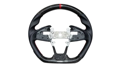 Rexpeed Carbon Fiber Gloss Black Leather Steering Wheel Honda Civic 10th US Spec                                     - H07 - Image 2