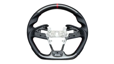 Rexpeed Carbon Fiber Matte Black Leather Steering Wheel Honda Civic 10th US Spec                                     - H07M - Image 2