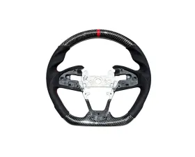 Rexpeed Carbon Fiber Gloss Black Suede Steering Wheel Honda Civic 10th US Spec
