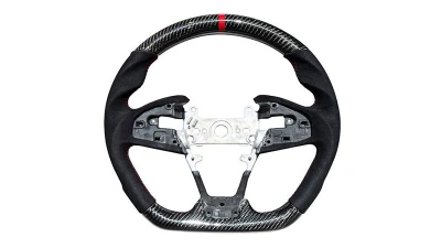 Rexpeed Carbon Fiber Gloss Black Suede Steering Wheel Honda Civic 10th US Spec                                     - H08 - Image 2