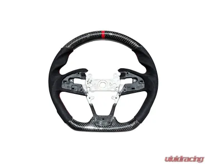 Rexpeed Carbon Fiber Gloss Black Suede Steering Wheel Honda Civic 10th US Spec - H08