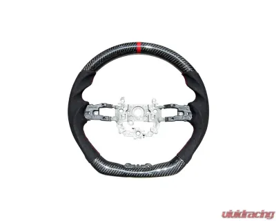 Rexspeed Carbon Fiber Gloss Black Suede Steering Wheel Honda Civic 11th US Spec - H12
