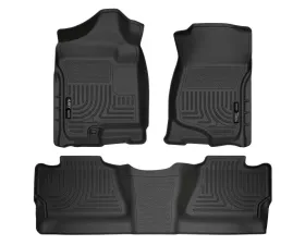 Husky Liners WeatherBeater Front & 2nd Row Floor Liners Black 07-14 Silverado/Sierra Crew Cab