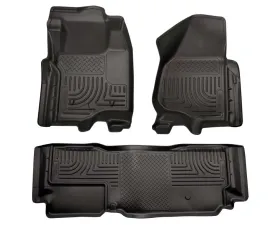 Husky Liners WeatherBeater Floor Liners Front & 2nd Row Black 11-12 F-Series Super Duty Super Cab