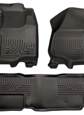 Husky Liners WeatherBeater Floor Liners Front & 2nd Row Black 11-12 F-Series Super Duty Super Cab                                     - 98721 - Image 3