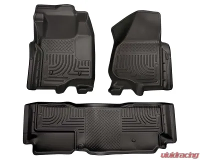 Husky Liners WeatherBeater Floor Liners Front & 2nd Row Black 11-12 F-Series Super Duty Super Cab - 98721