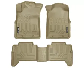Husky Liners WeatherBeater Floor Liners Tan for 05-15 Toyota Tacoma Dbl Cab