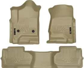 Husky Liners Front & 2nd Seat Weatherbeater Floor Liners Black Tan for Chevy/GMC 2014-2019